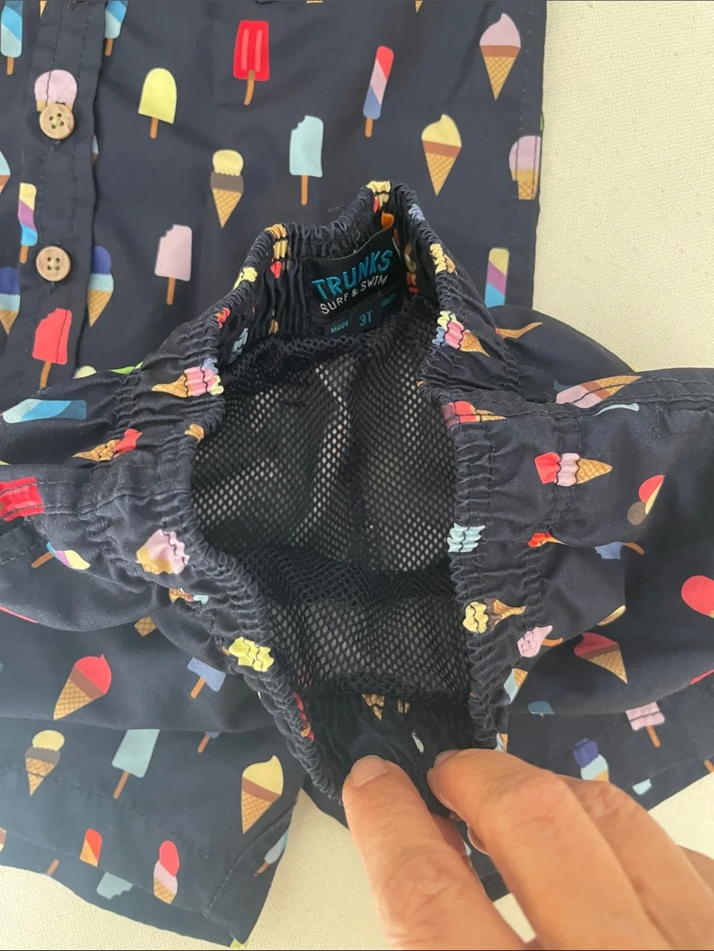 Navy Ice Cream Print Shirt & Shorts Set